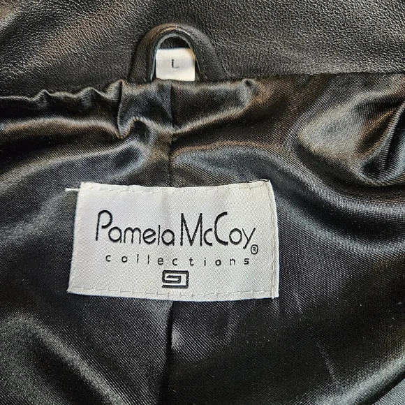 Pamela McCoy Women Black Biker Leather Jacket Size Large - Picture 8 of 10